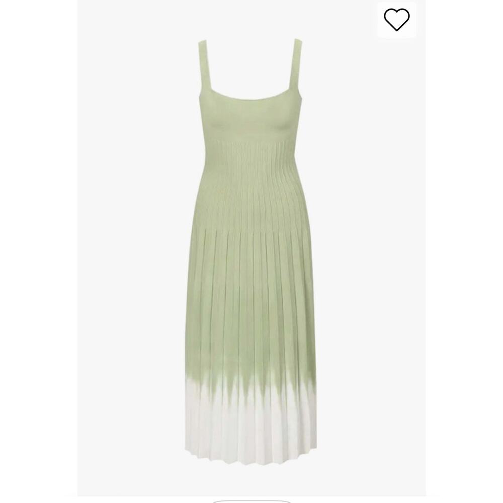 Staud knitted Tie Dye Ellison Pleated pale jade ombré dress size Large - Picture 4 of 10